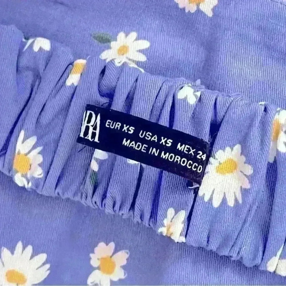 ZARA  blue daisy print crop top size XS NWOT - Picture 5 of 10